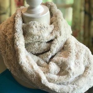 Fuzzy Cream infinity scarf